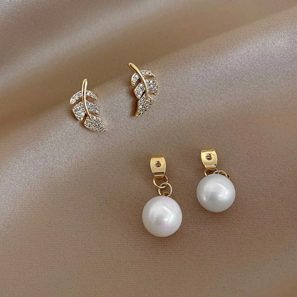 2/$29 Leaf and Pearl Earrings - Picture 7 of 9